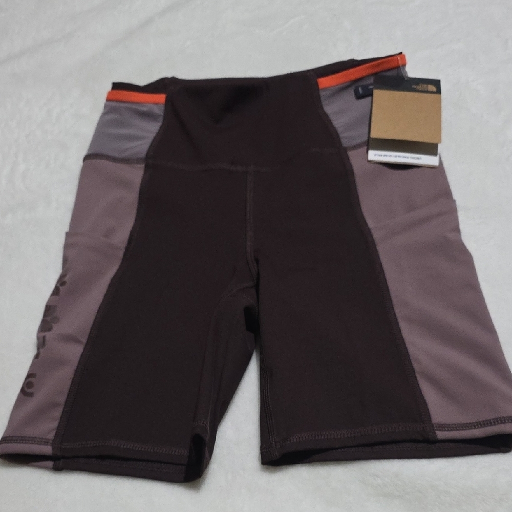 The North Face Brown and Gray Bike Shorts with High Waistband